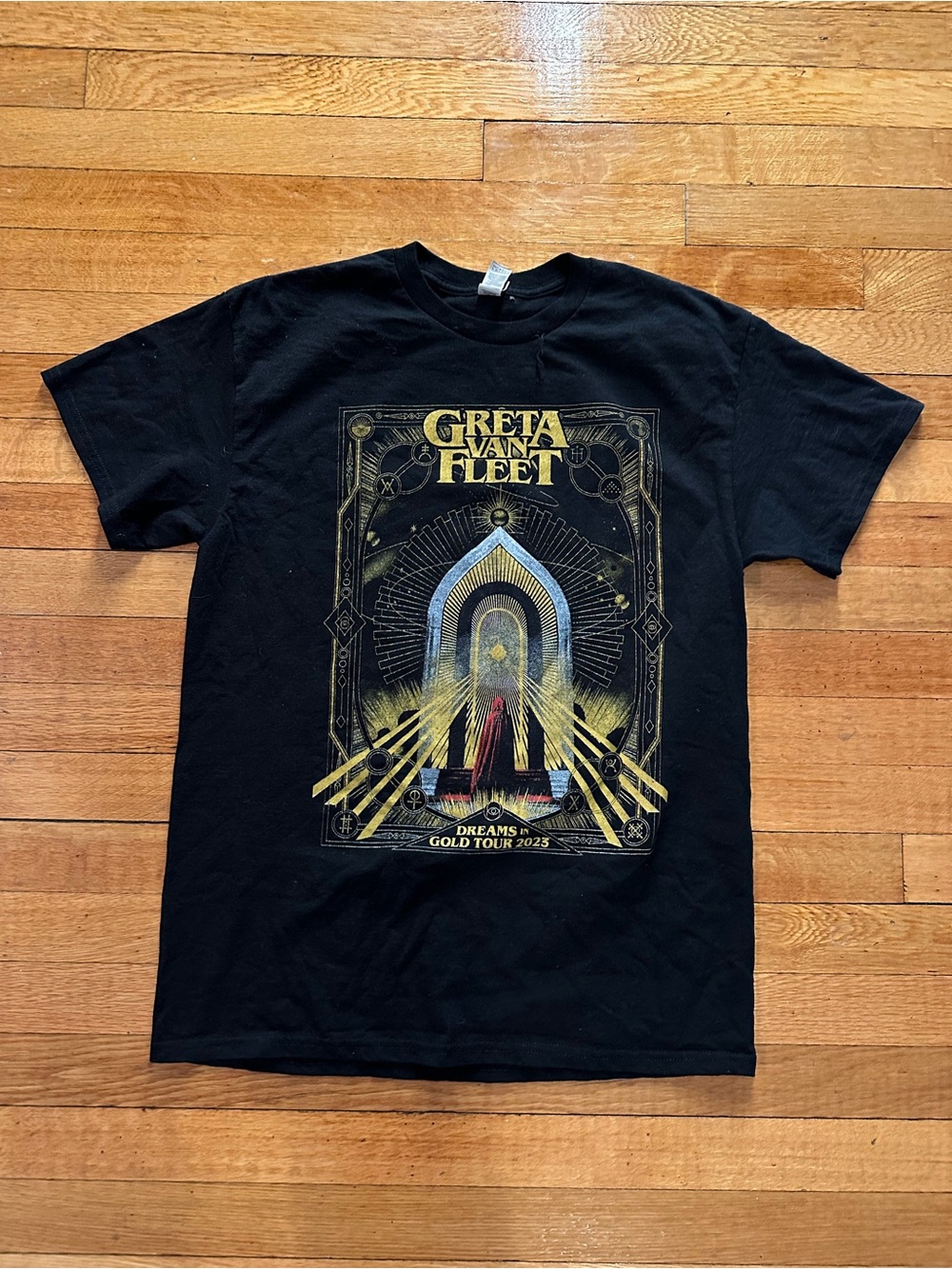 Greta Van Fleet Dreams in Gold Tour 2023 Black T Shirt Men's Medium